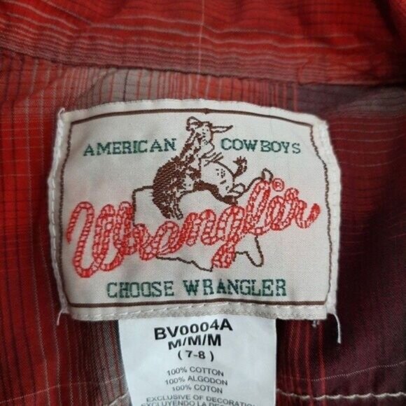 WRANGLER Western Pearl Snap Button Plaid Shirt Kids Sz M - Picture 11 of 11